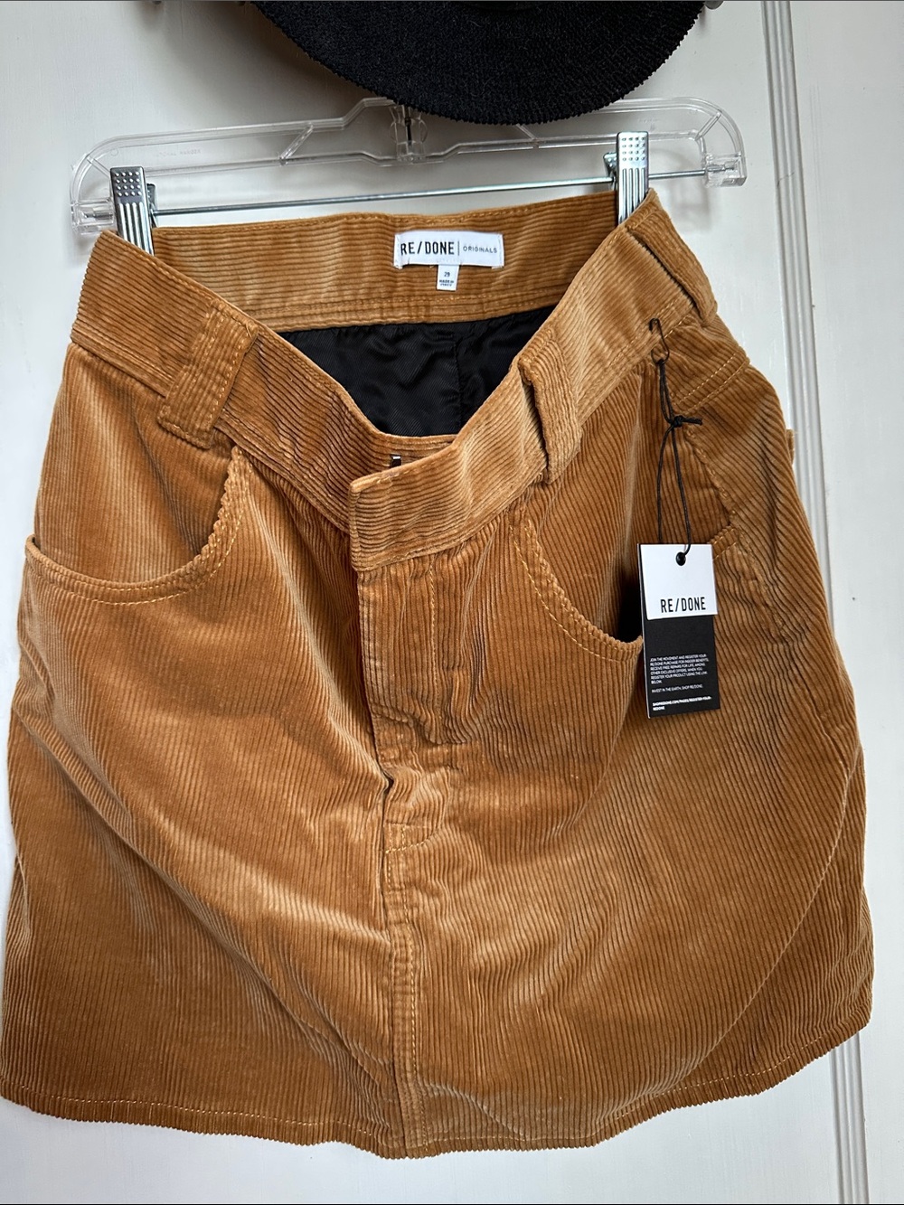 Re/Done Women’s Caramel Brown Corduroy skirt